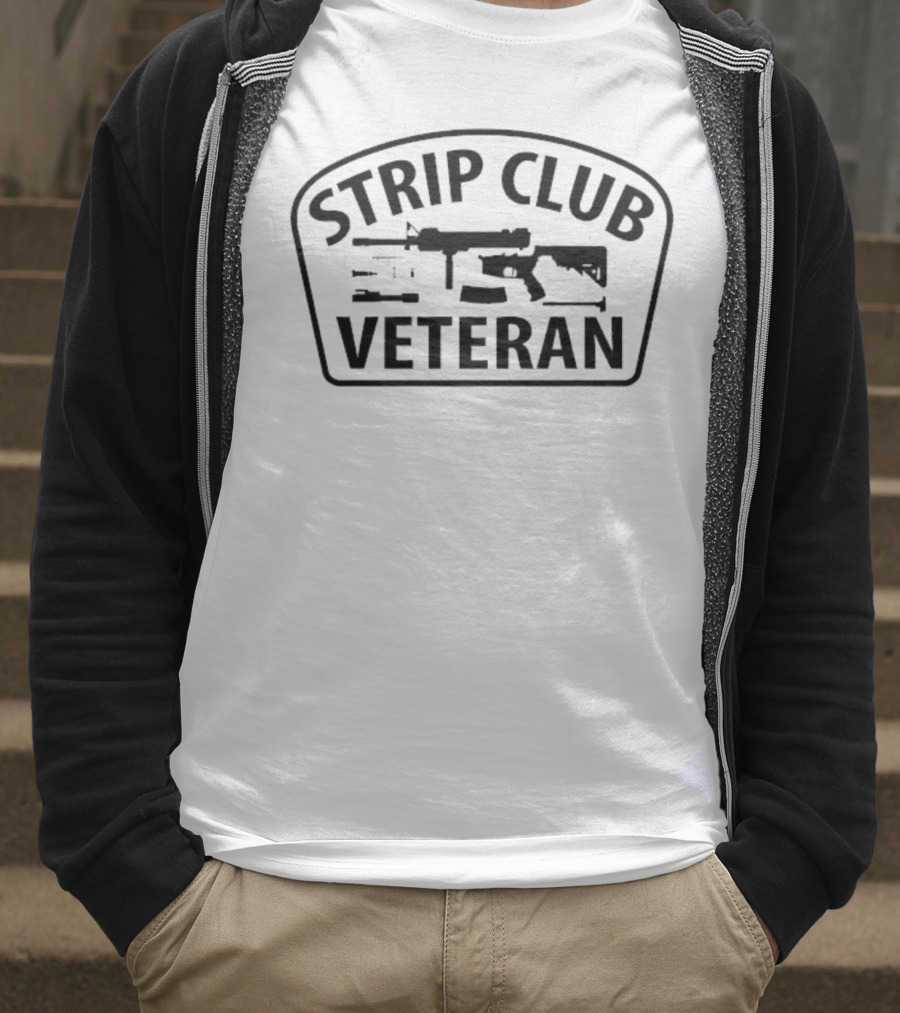 Strip Club Veteran Rifle Graphic Military Style T-Shirt