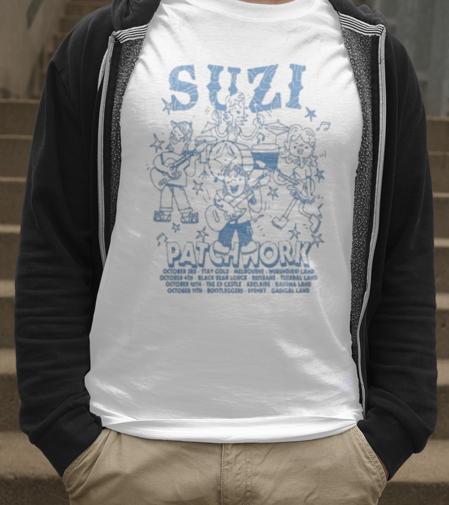 Suzi Patchwork Tour 2025 Cartoon Band Illustration T-Shirt