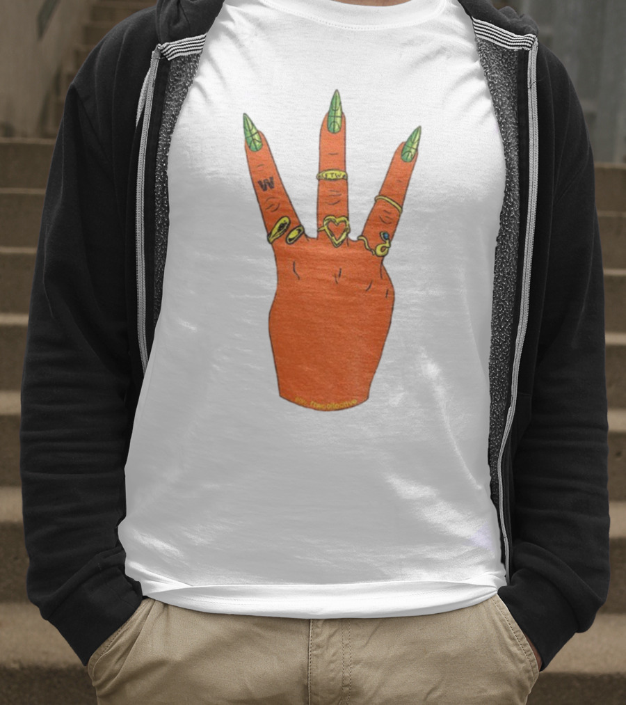 W Basketball Three Fingers Orange Hand Gesture Logo T-Shirt
