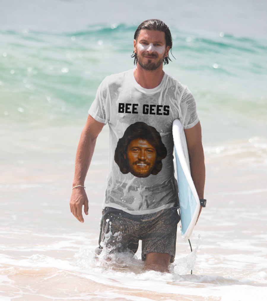Barry Gibb Bee Gees Iconic Face Retro 70s Style T-Shirt