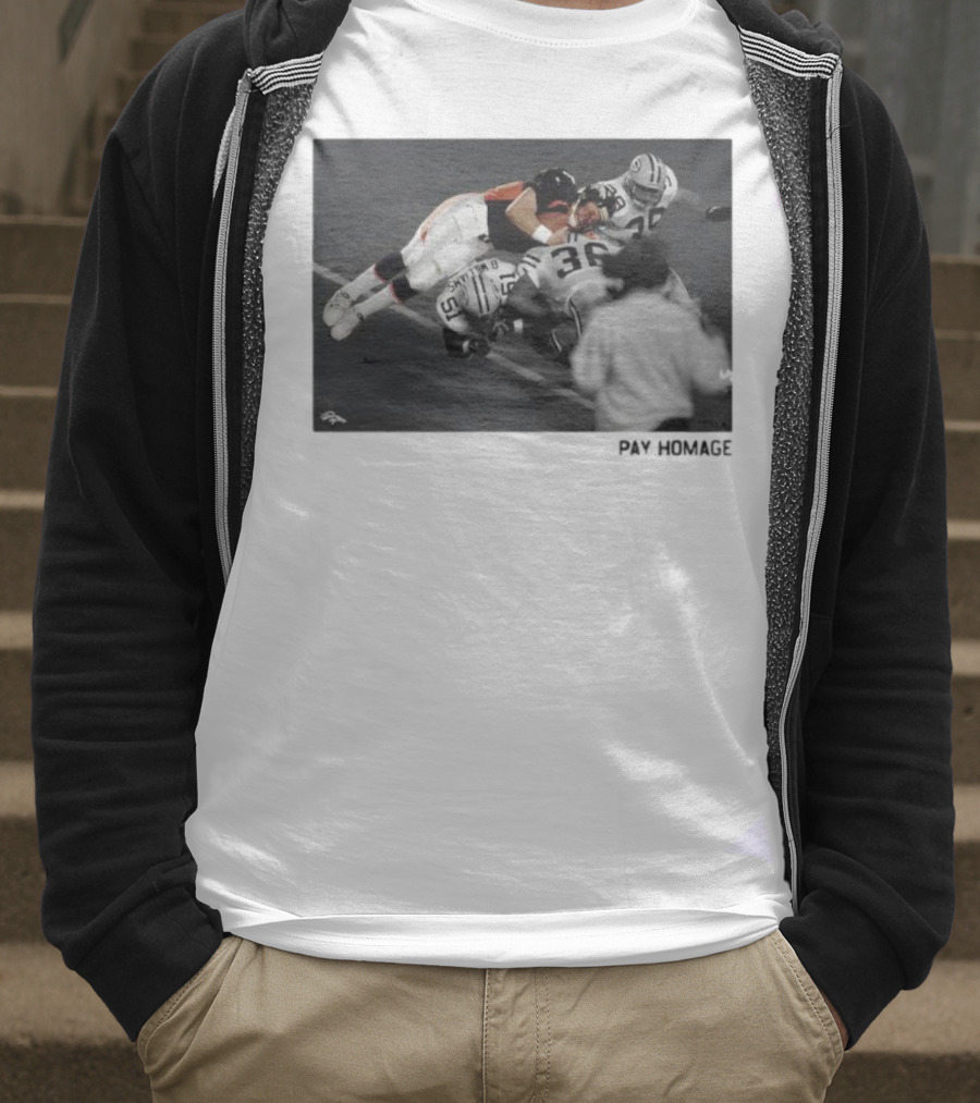 Denver Broncos John Elway Ash Pay Homage Iconic Football Moment T-Shirt