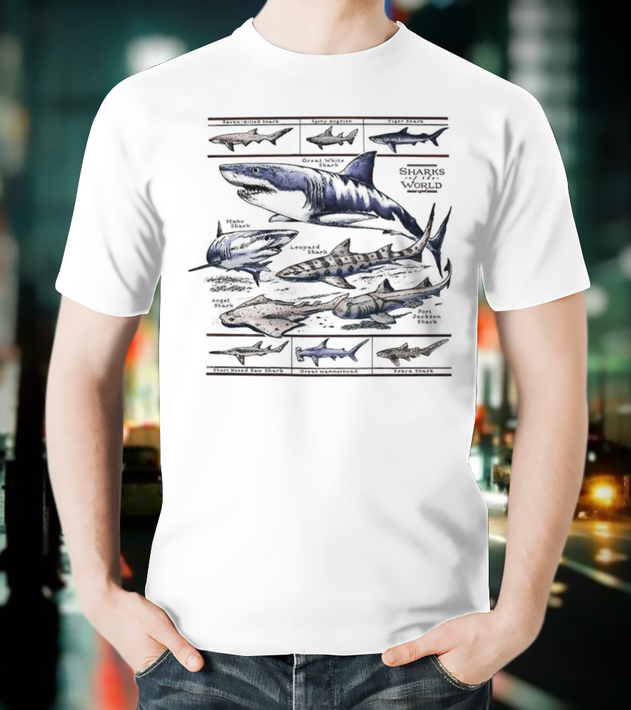 Field Guide Sharks World Marine Life Species Chart T-Shirt