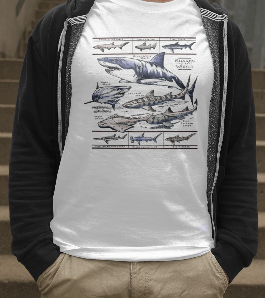 Field Guide Sharks World Marine Life Species Chart T-Shirt