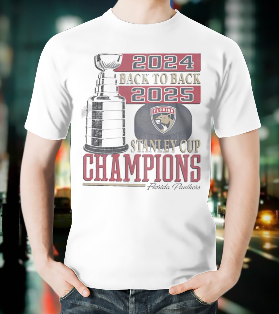 Florida Panthers 2024 2025 Back To Back Stanley Cup Champions Vintage 47 White T-Shirt