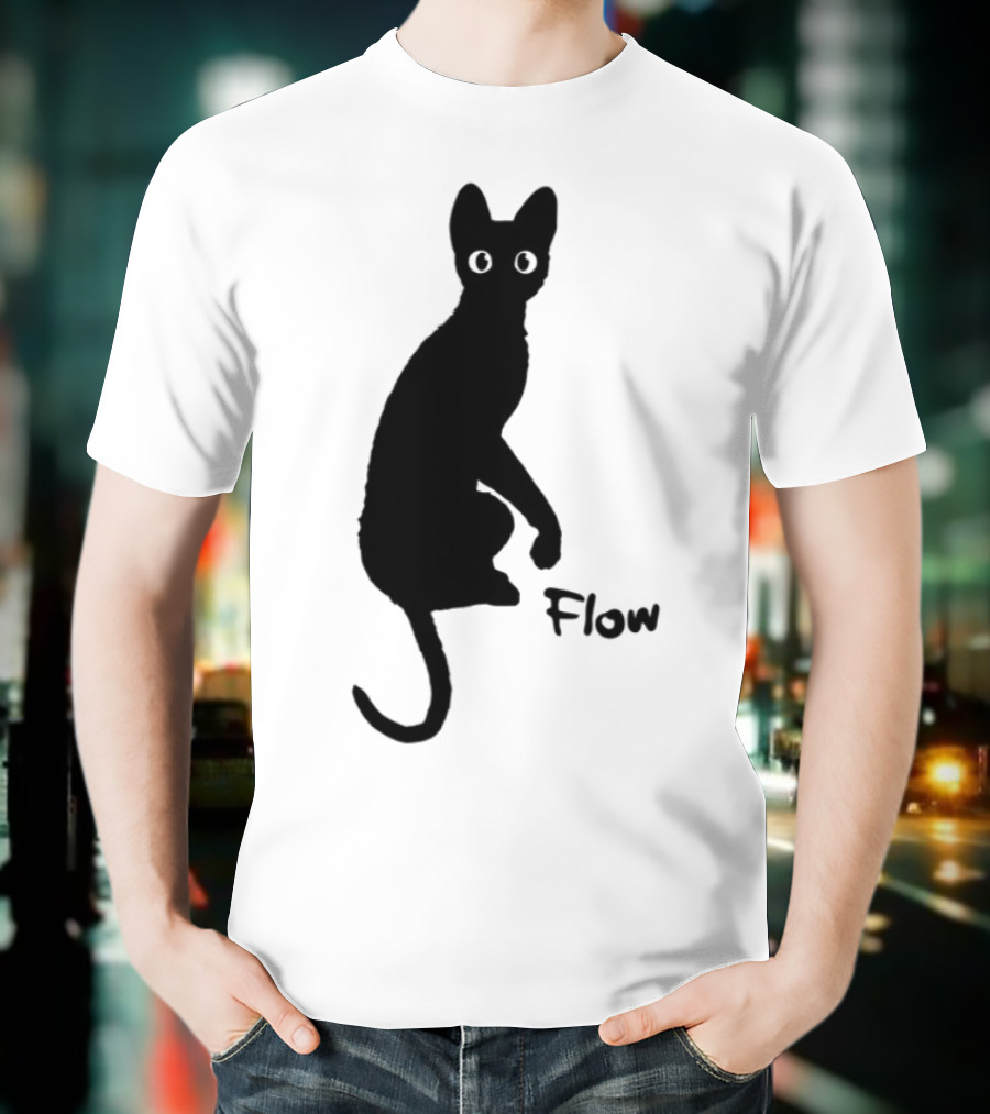 Flow Movie India Ink Cat Silhouette T-Shirt