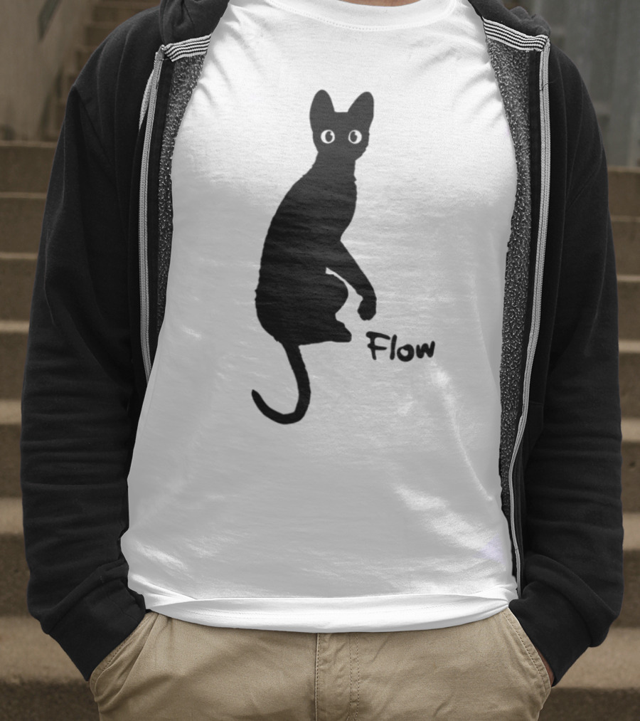 Flow Movie India Ink Cat Silhouette T-Shirt