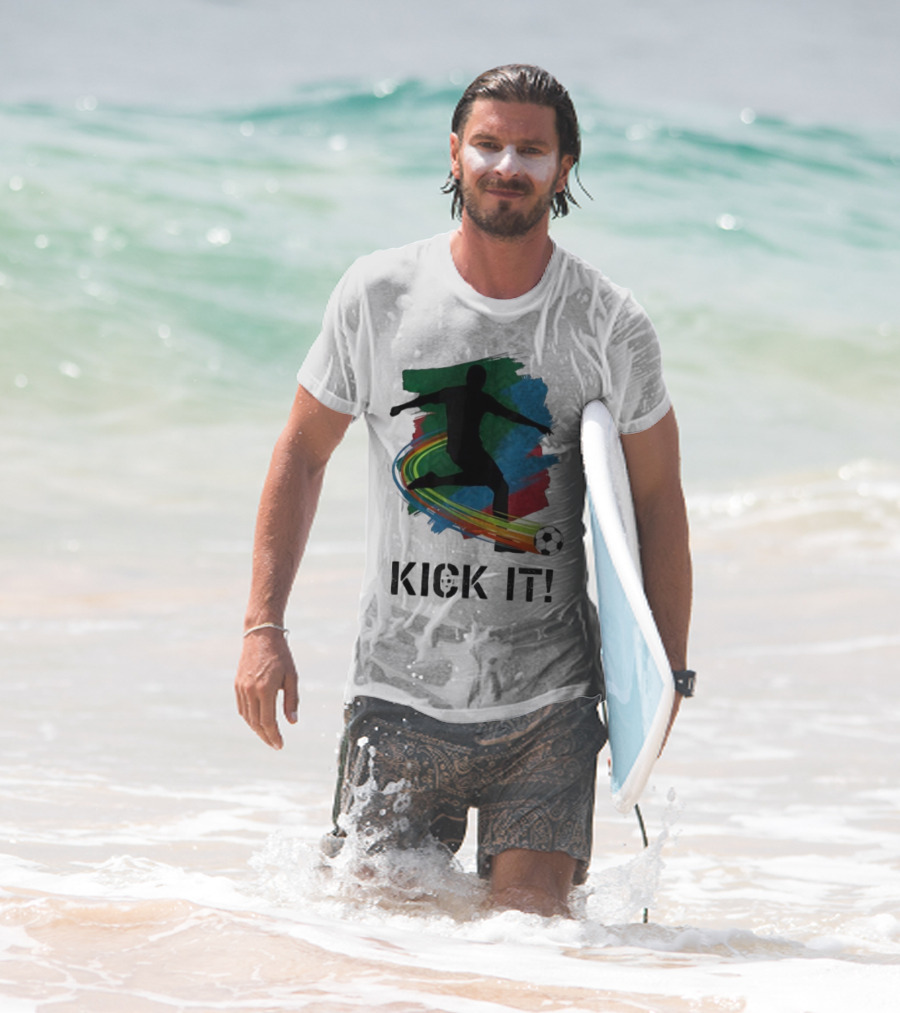 Kick It Soccer Player Rainbow Trail T-Shirt