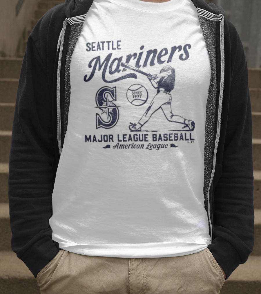 Seattle Mariners Major League Baseball Regional Foundation Slogan Player Silhouette T-Shirt