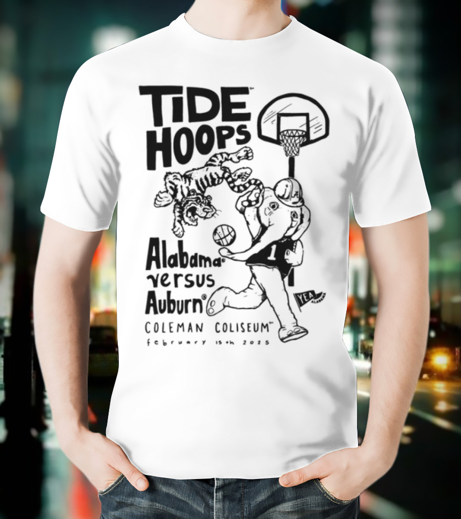 Tide Hoops Alabama Versus Auburn Basketball Showdown Crimson Night T-Shirt