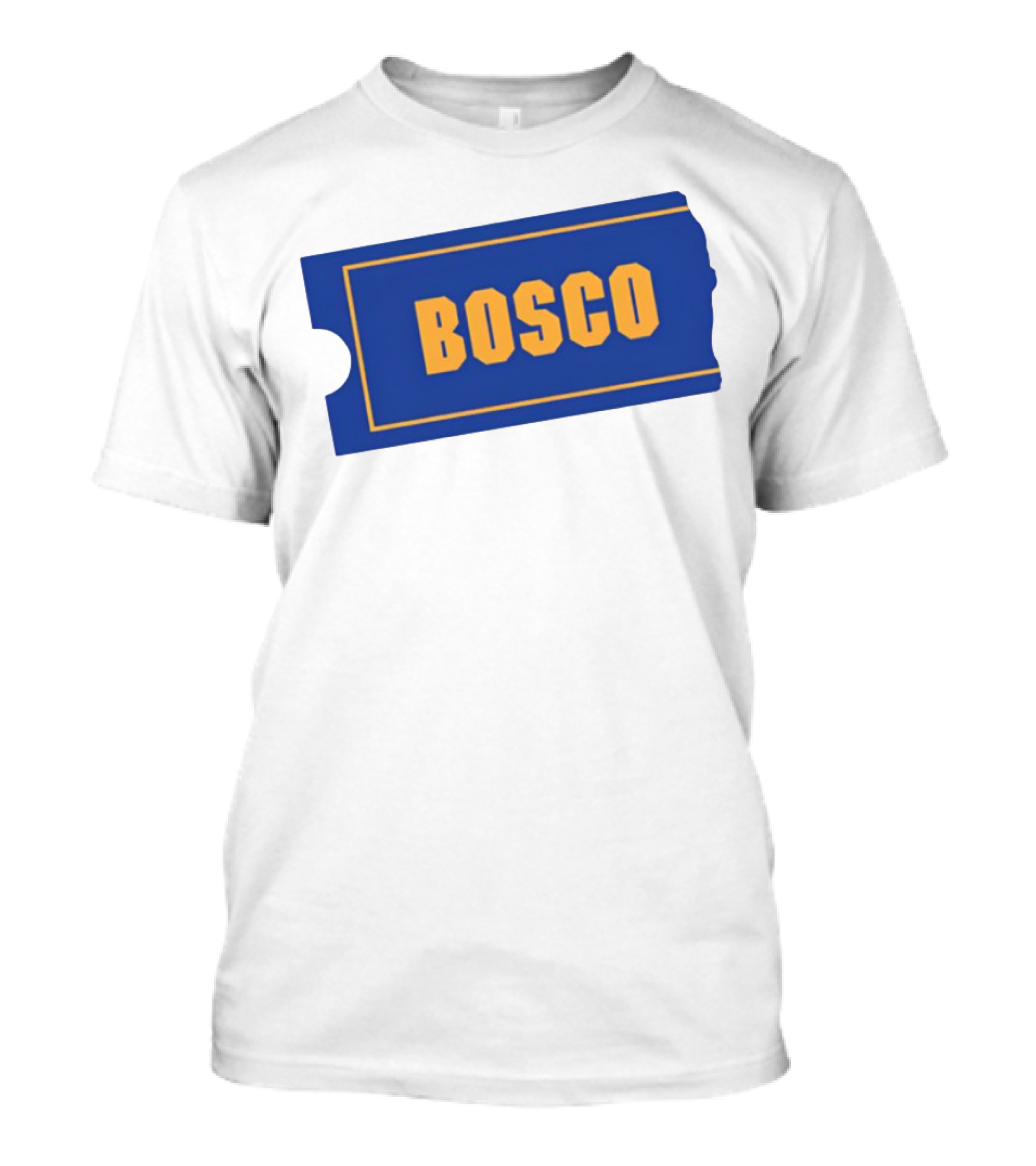 Bosco Blue Ticket Style Bold Text Design T-Shirt