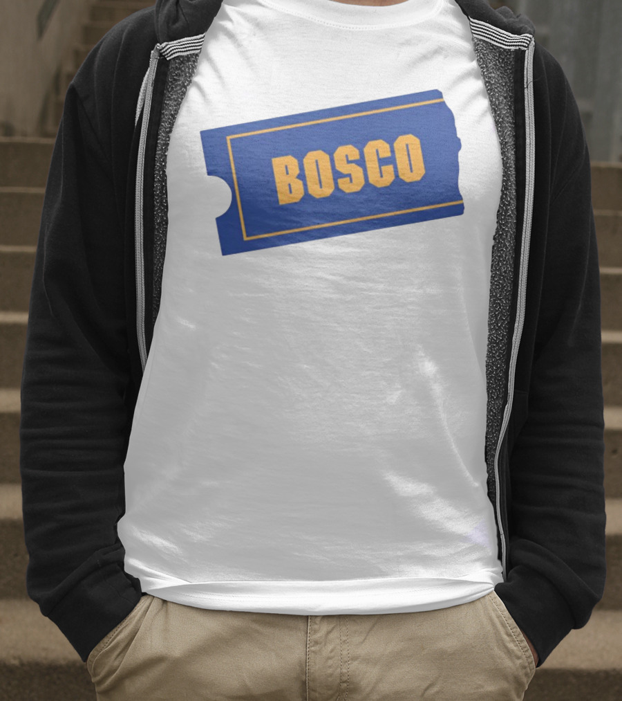 Bosco Blue Ticket Style Bold Text Design T-Shirt