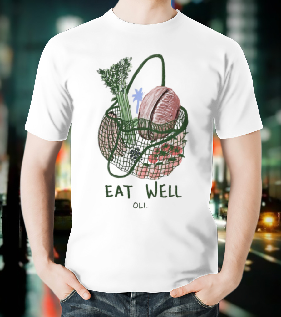 Eat Well Oli Vegetable Basket Illustration T-Shirt
