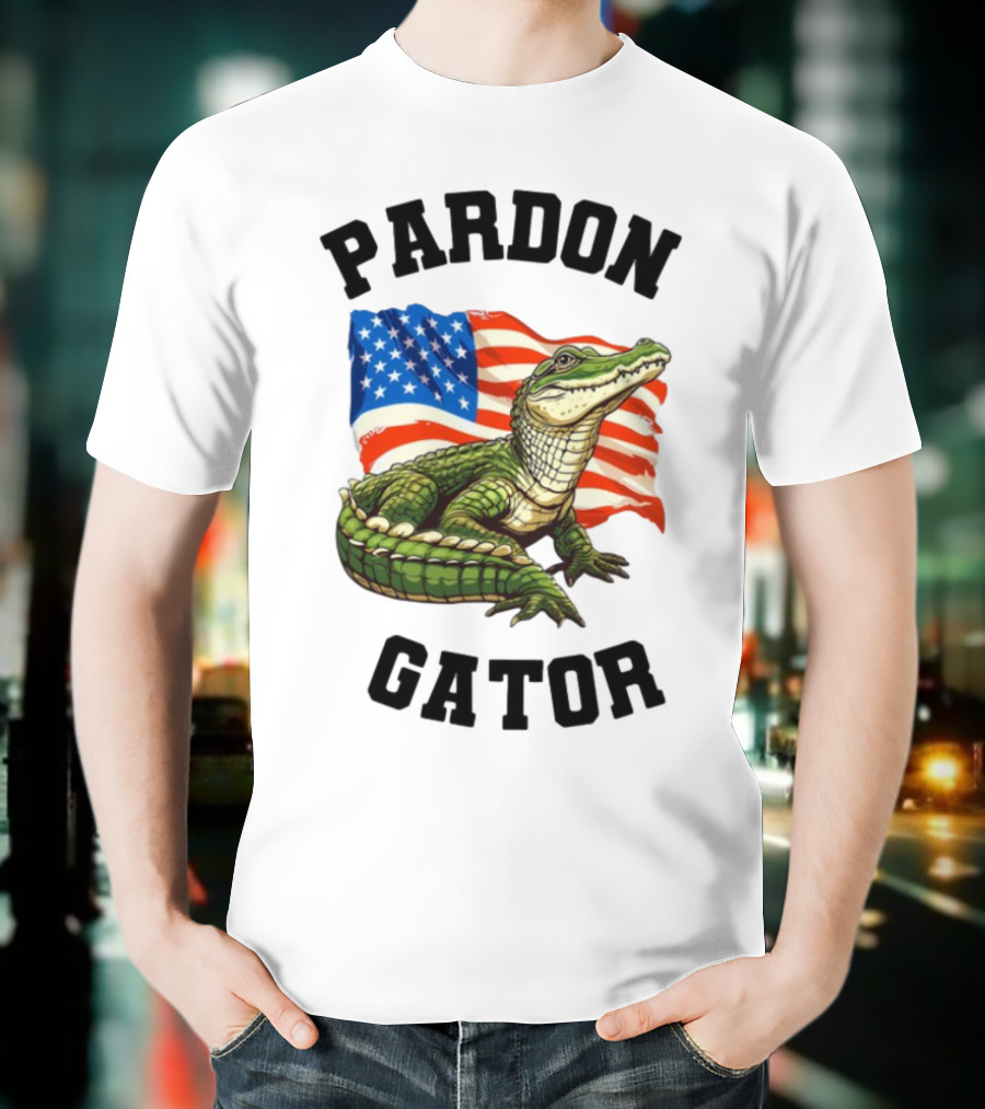 Patriotic American Flag Alligator Pardon Gator T-Shirt