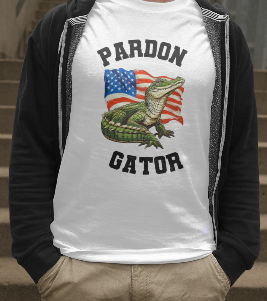 Patriotic American Flag Alligator Pardon Gator T-Shirt