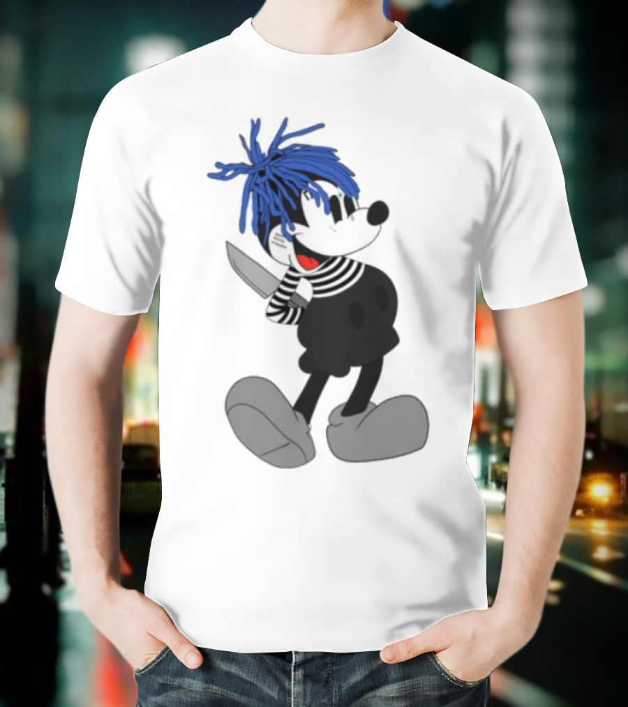Revenge X Sad Mickey Mouse Knife Emotive Punk Mashup T-Shirt