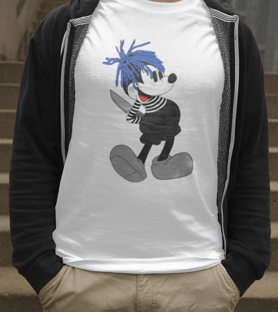 Revenge X Sad Mickey Mouse Knife Emotive Punk Mashup T-Shirt