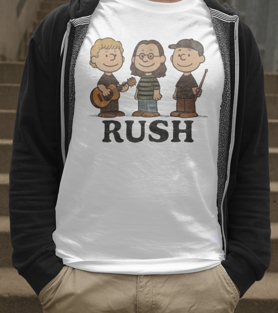 Charlie Brown Peanuts Characters Styled As Rush Band Members T-Shirt