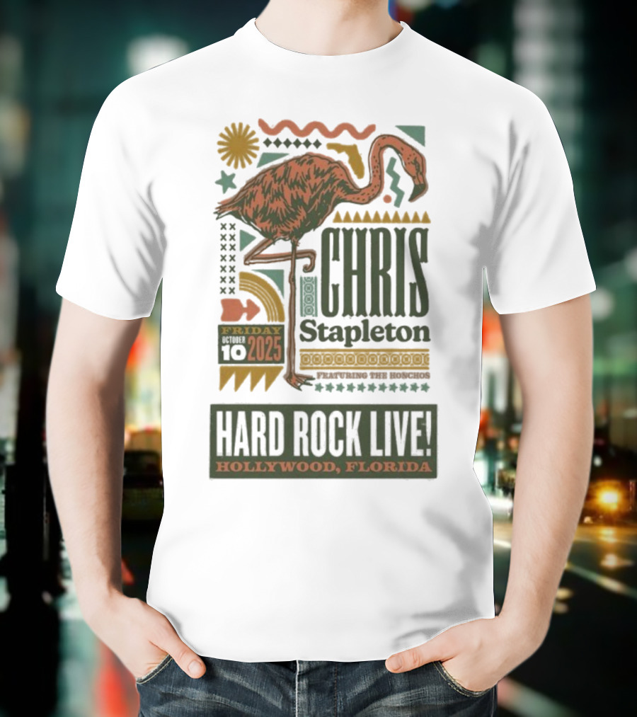 Chris Stapleton Hard Rock Live Hollywood Florida Friday 10 2025 Flamingo T-Shirt
