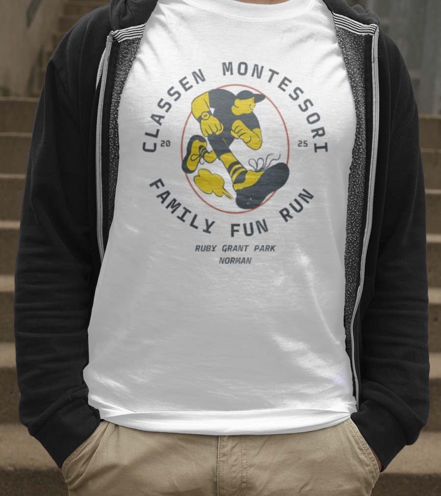 Classen Montessori Family Fun Run 2025 Runnin' Rabbit Ruck Grant Park Norman T-Shirt