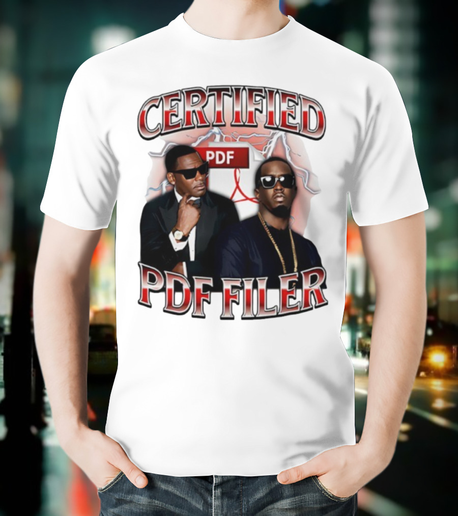 Certified PDF Filer Celebrity Parody With Suits And Sunglasses T-Shirt