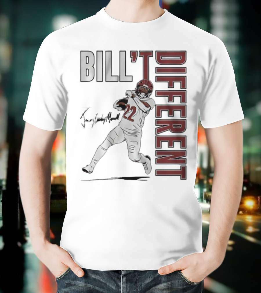 Jacory Croskey-Merritt Bill’t Different Number 22 Football Signature T-Shirt