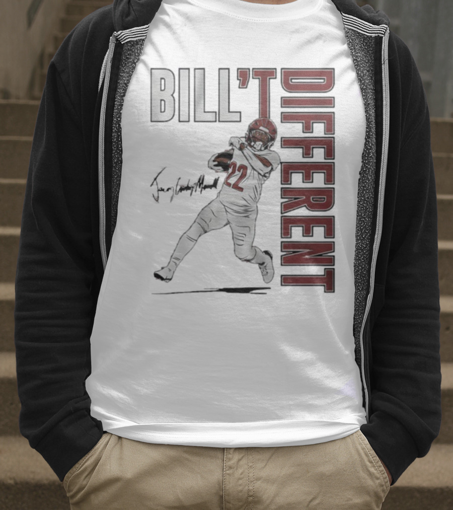Jacory Croskey-Merritt Bill’t Different Number 22 Football Signature T-Shirt