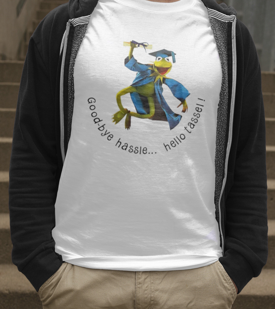 Kermit Frog Graduation Goodbye Hassle Hello Tassel T-Shirt