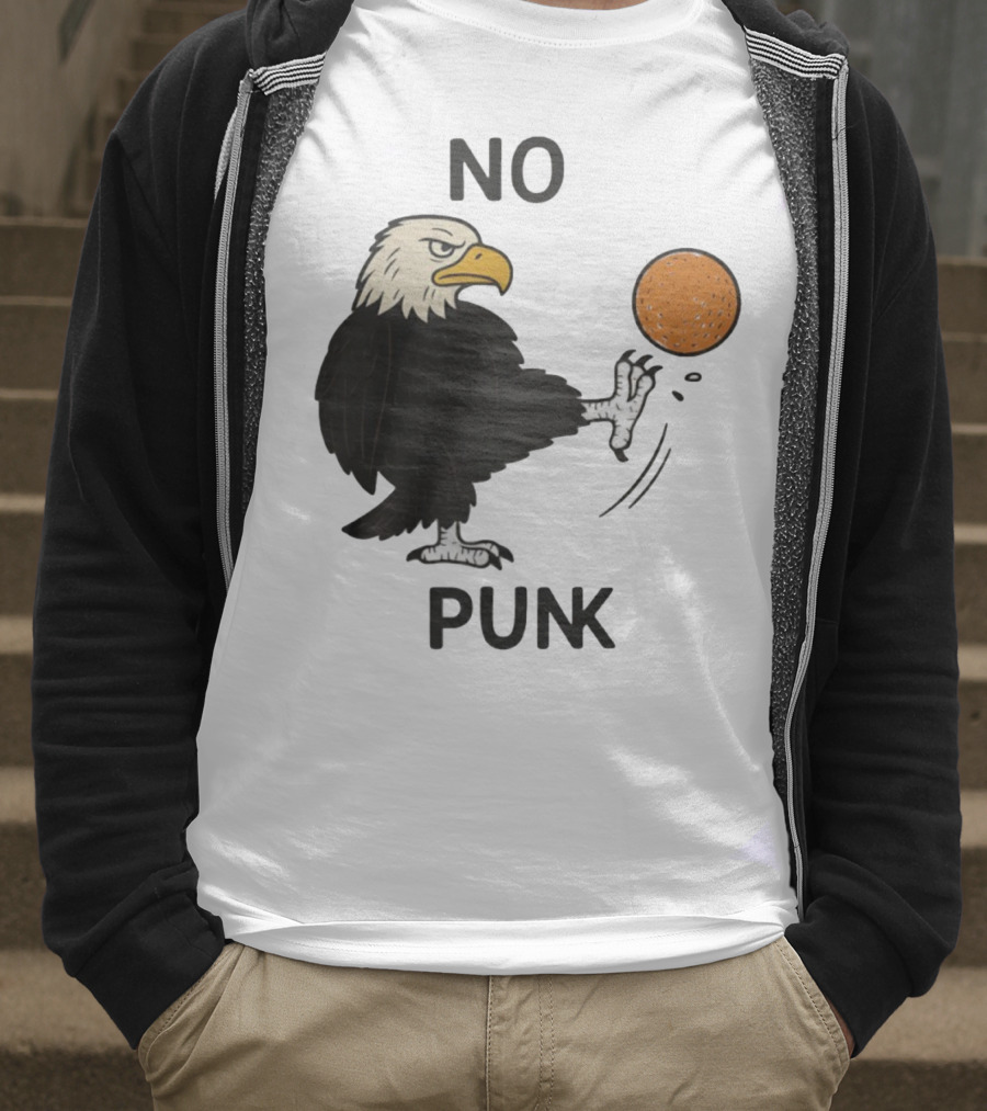 Bald Eagle Kicking Orange Ball No Punk T-Shirt