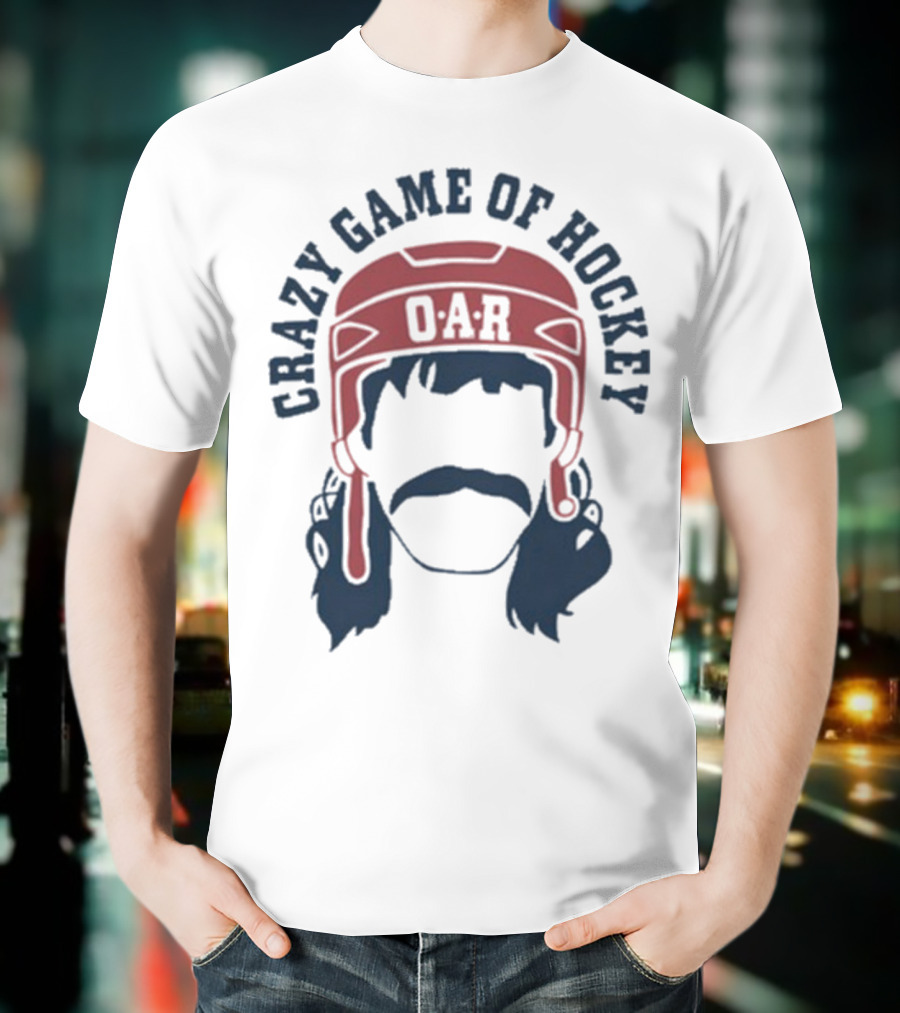 OAR Crazy Game Of Hockey Helmet Retro Style T-Shirt