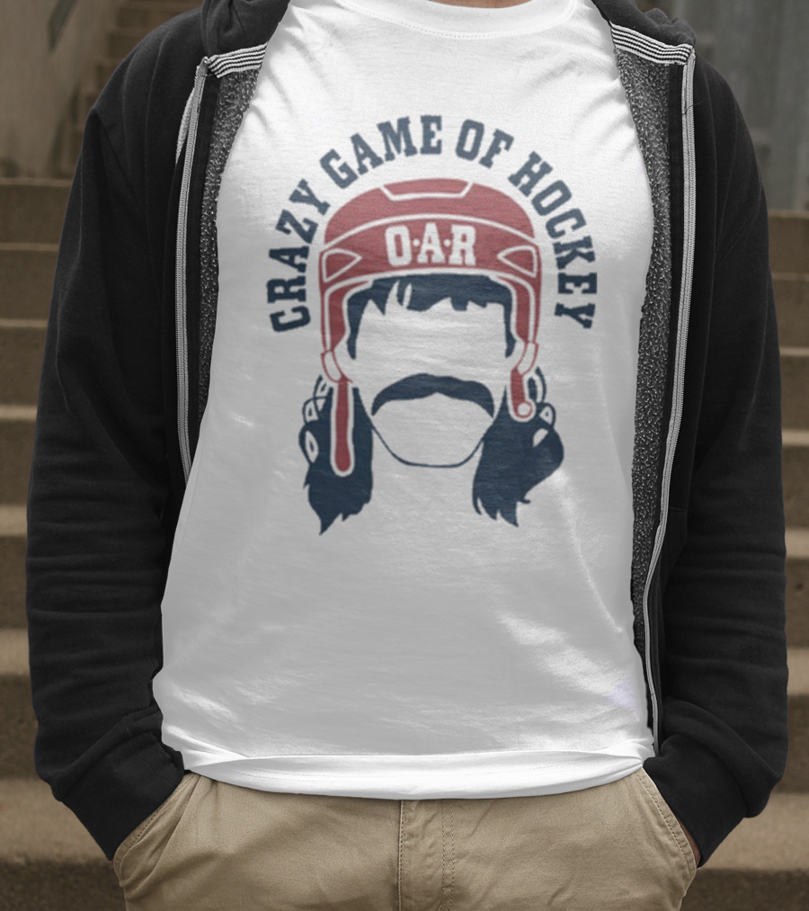 OAR Crazy Game Of Hockey Helmet Retro Style T-Shirt