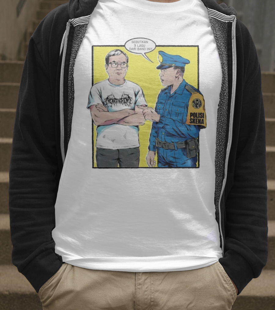 Polisi Skena Sebutkan 3 Lagu Dari Band Ini Meme Comic Interaction T-Shirt