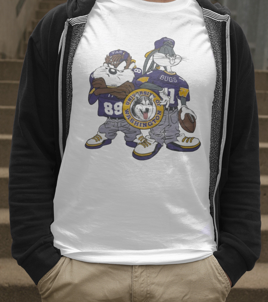 Taz And Bugs Bunny University Of Washington Huskies Football 89 11 T-Shirt