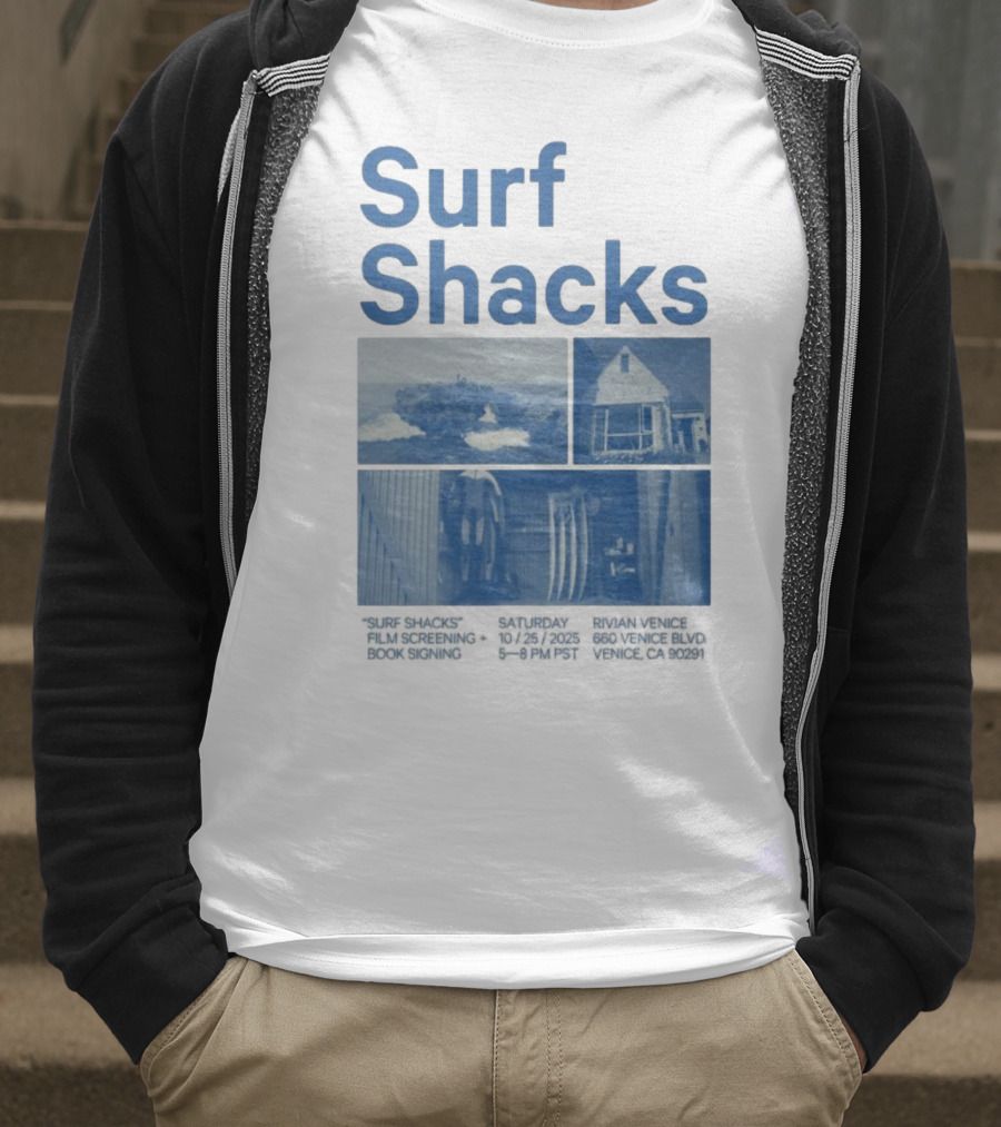 Surf Shacks Oct 25 2025 Venice CA Beach Surfboards Coastal Homes T-Shirt