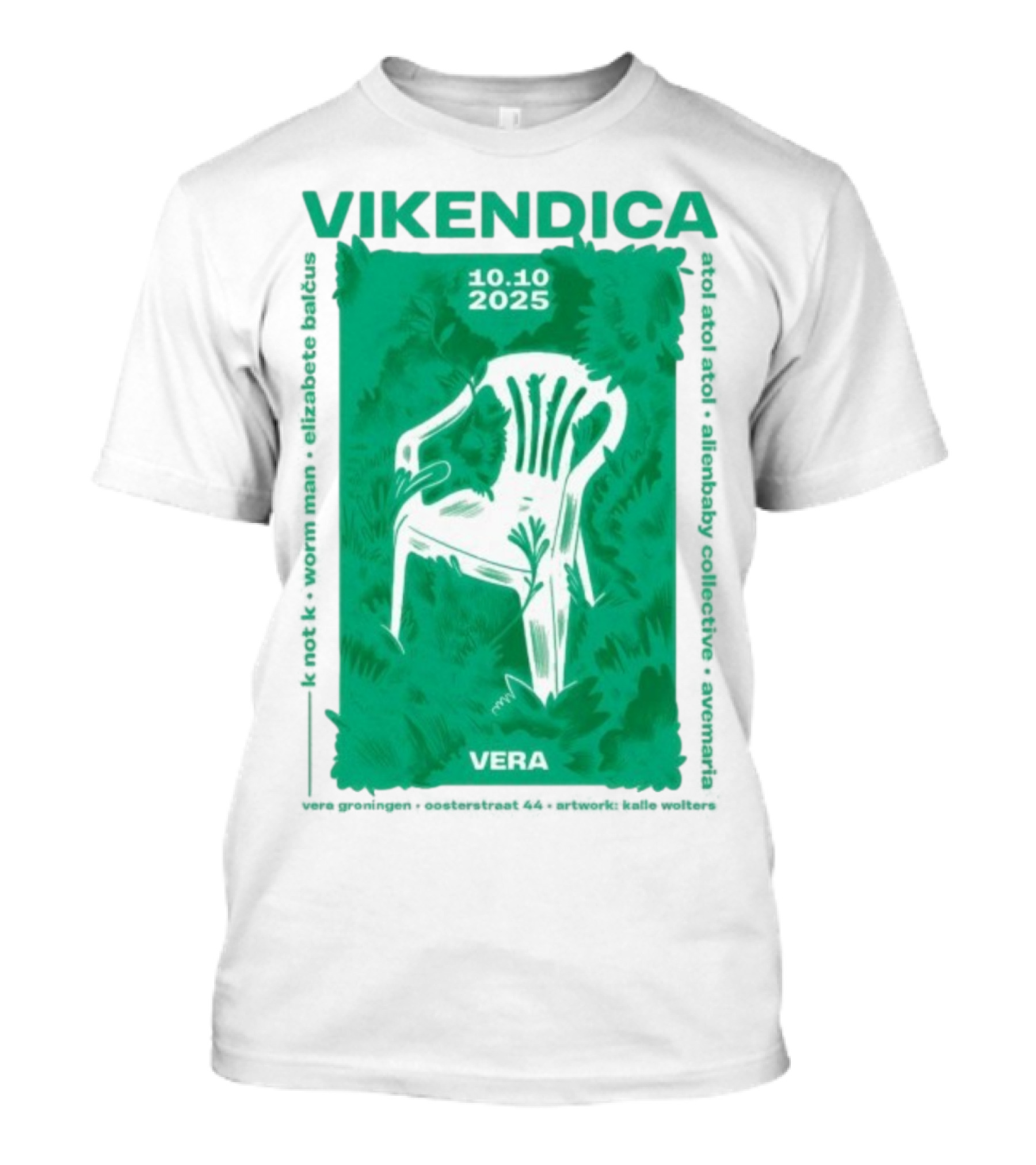 Vikendica 10.10.2025 Vera Chair Illustration In Greenery T-Shirt