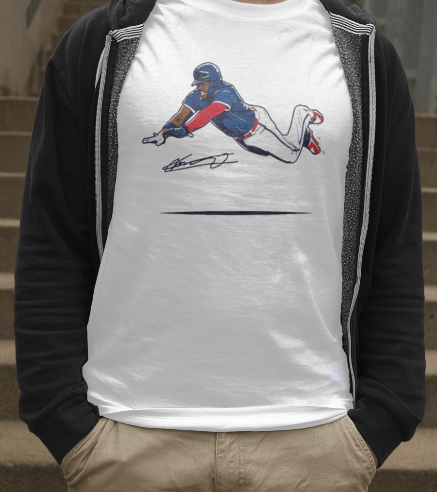 Vladimir Guerrero Jr Superman Flying Slide Toronto Blue Jays Signature T-Shirt