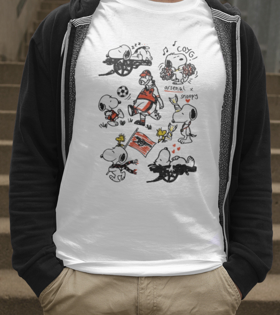 Arsenal Snoopy Football Soccer Icon Collaboration T-Shirt