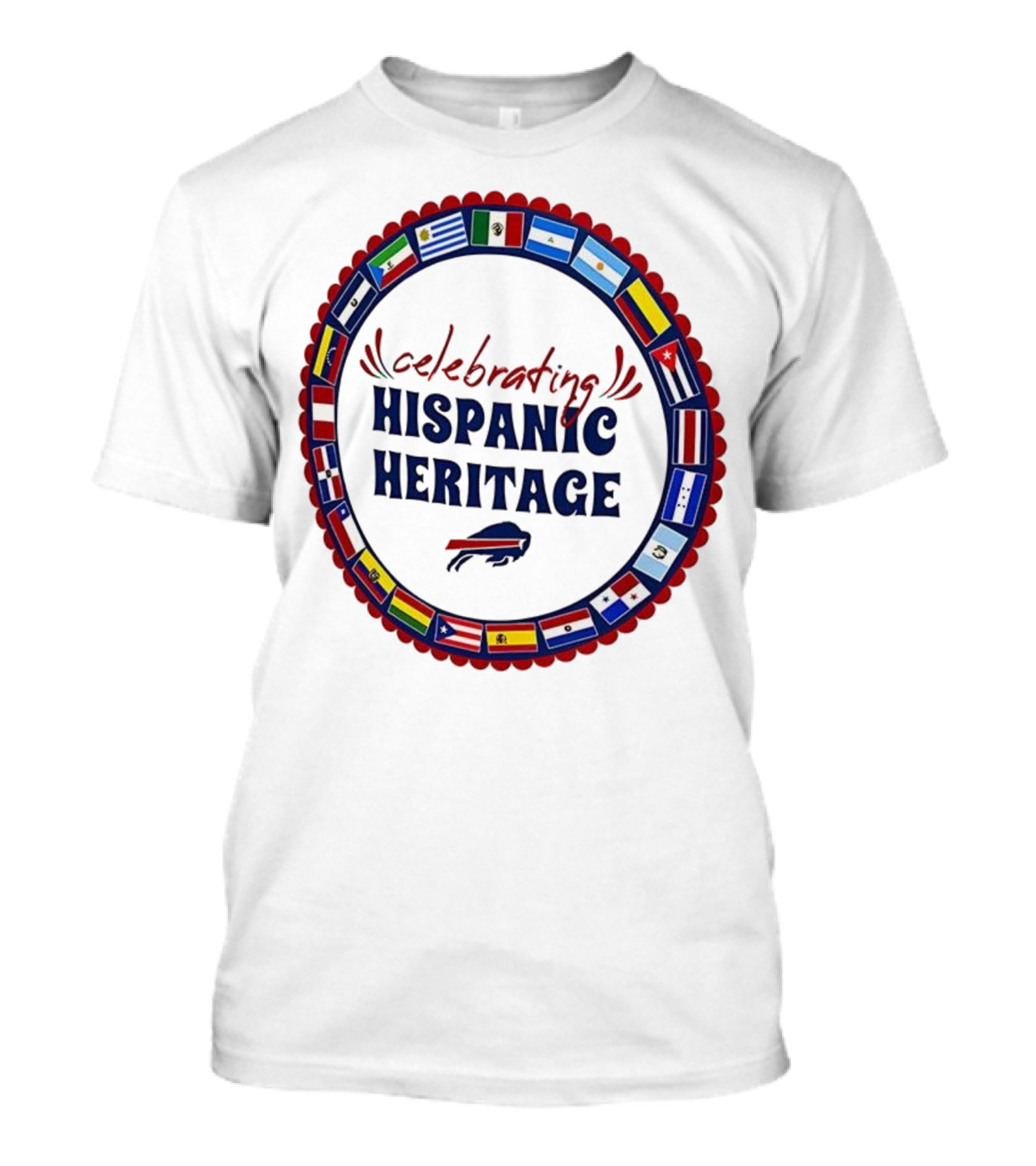 Celebrating Hispanic Heritage Buffalo Bills Flags Circle T-Shirt