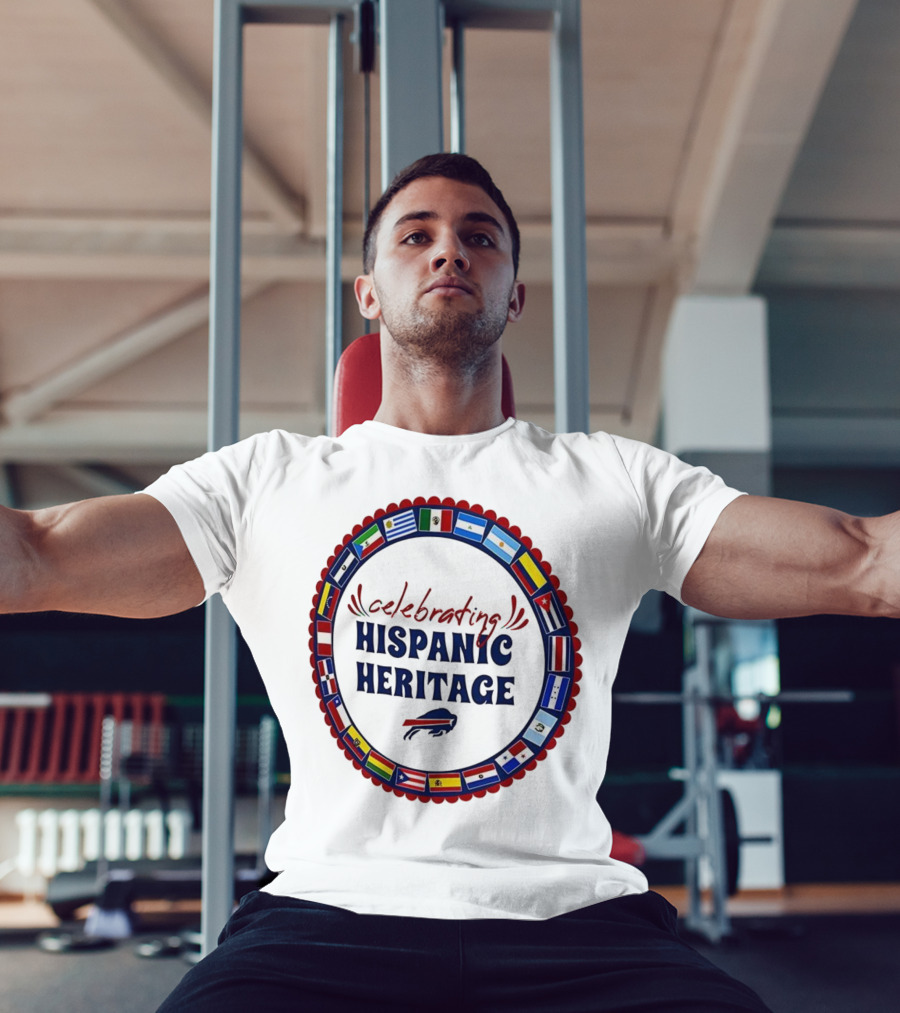 Celebrating Hispanic Heritage Buffalo Bills Flags Circle T-Shirt