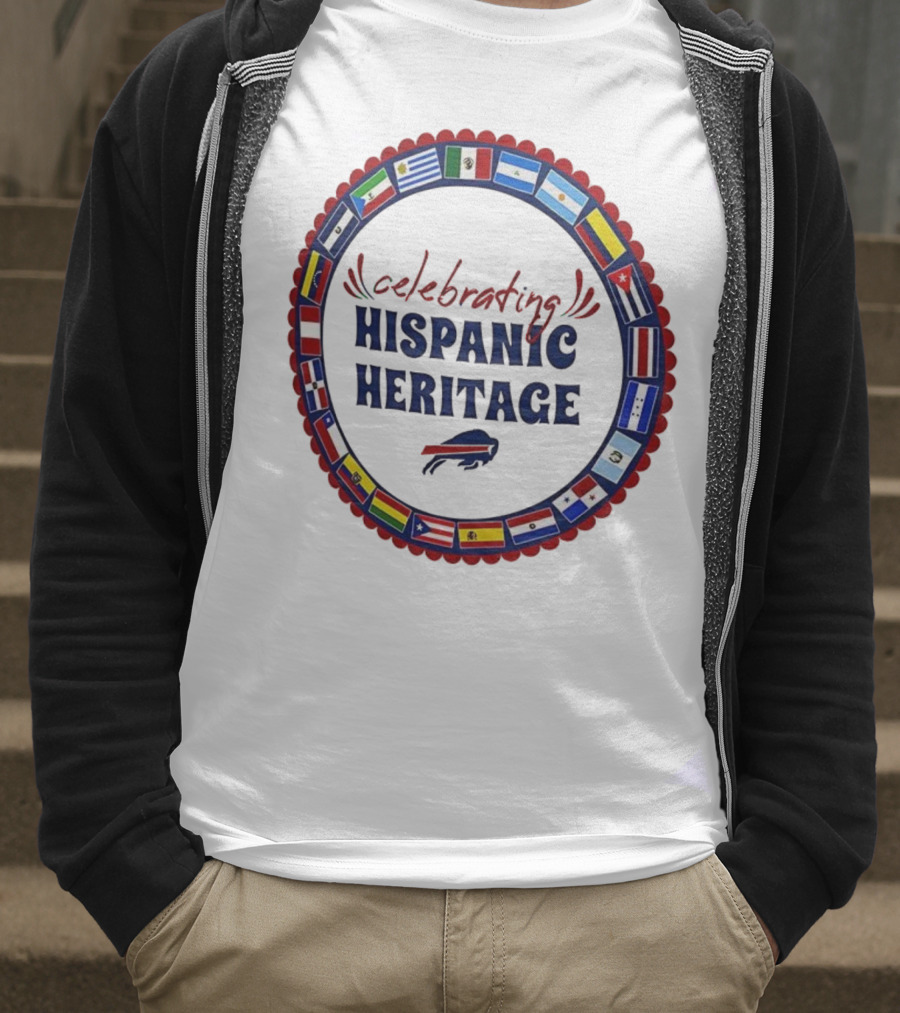 Celebrating Hispanic Heritage Buffalo Bills Flags Circle T-Shirt