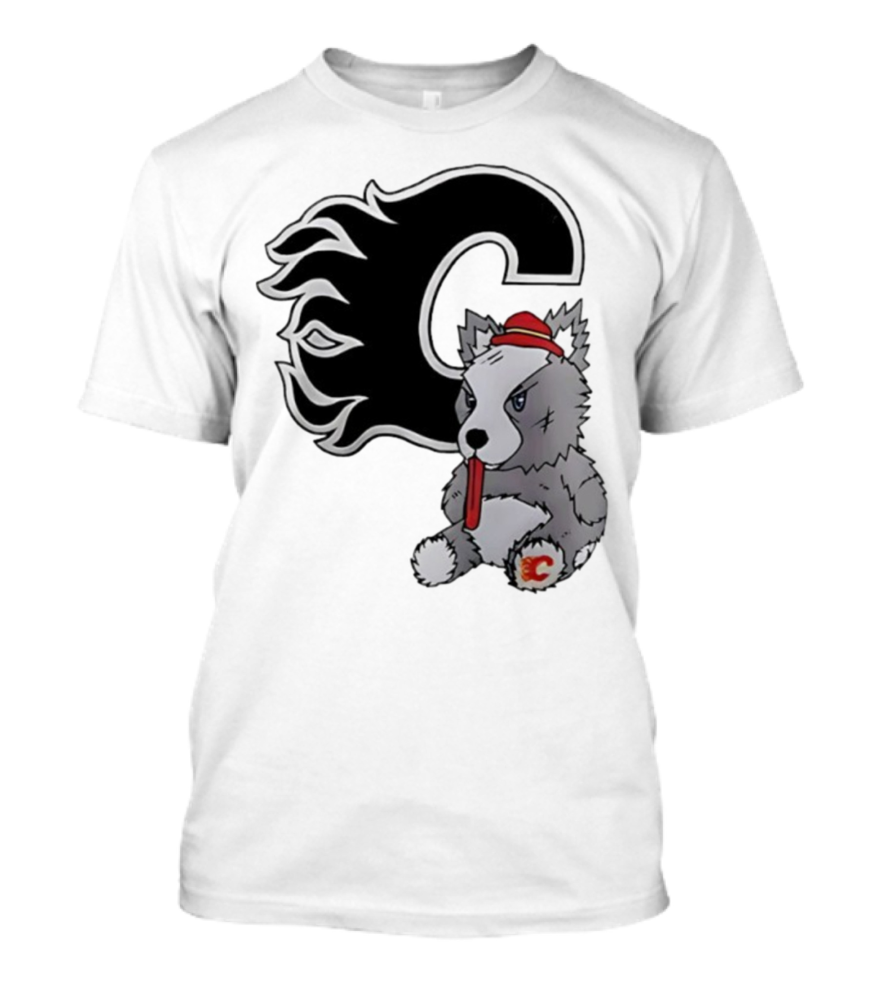 Calgary Flames Harvey The Hound With C Flame Logo T-Shirt