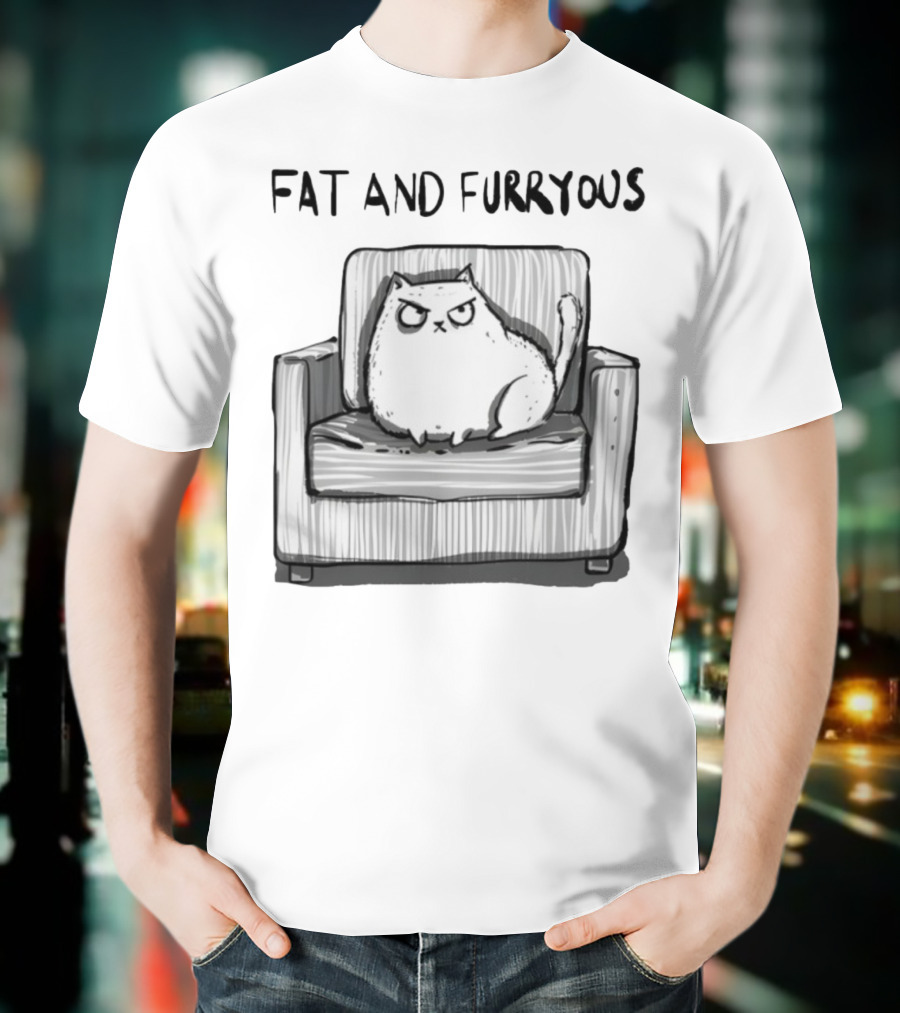 Fat And Furrous Cat On Chair T-Shirt