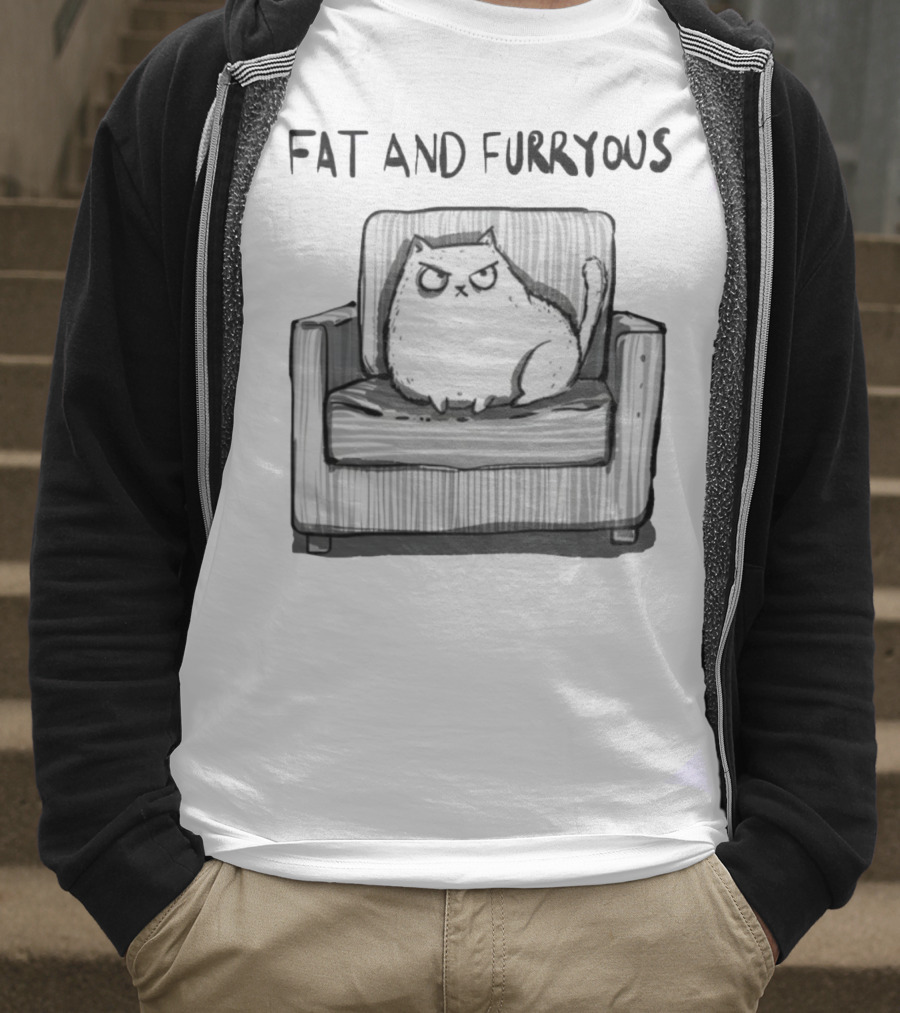 Fat And Furrous Cat On Chair T-Shirt