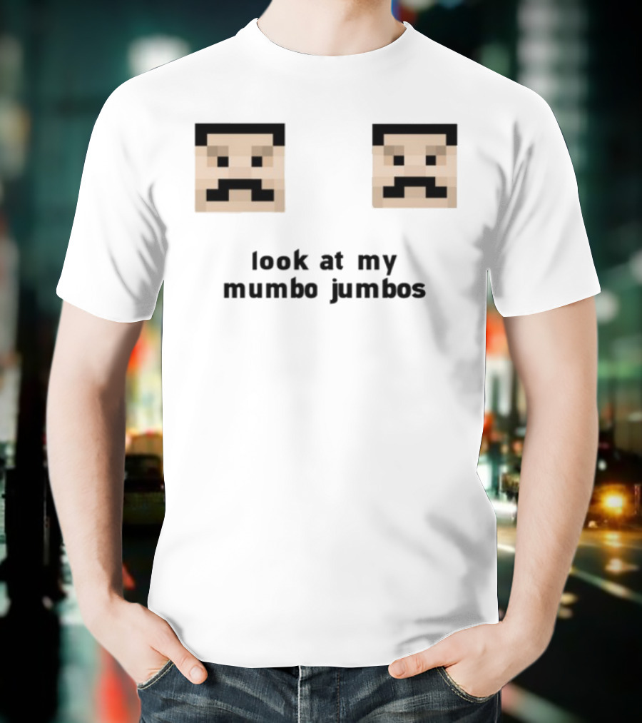 Minecraft Pixel Art Mustache Faces Look At My Mumbo Jumbos T-Shirt
