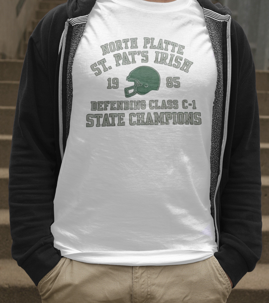 North Platte St. Pat's Irish 1985 Defending Class C-1 State Champions T-Shirt
