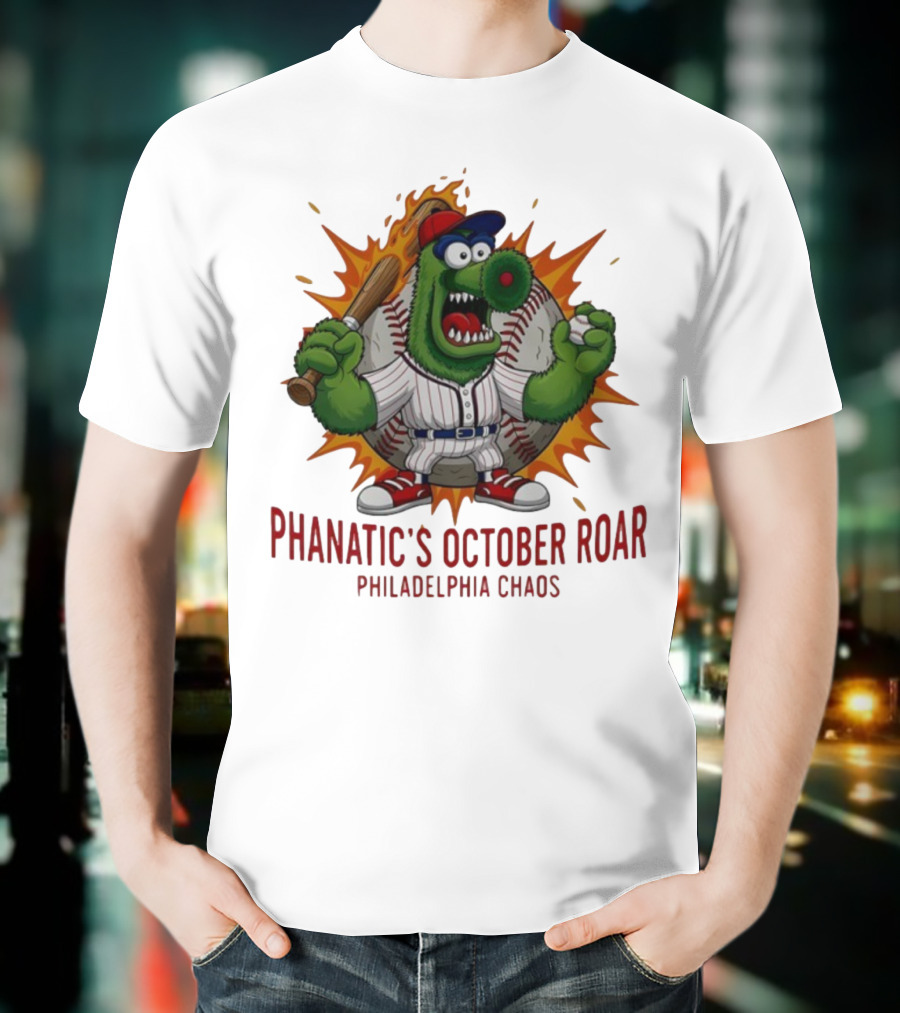 Philadelphia Phillies Baseball Phanatic's October Roar Philadelphia Chaos Mascot T-Shirt