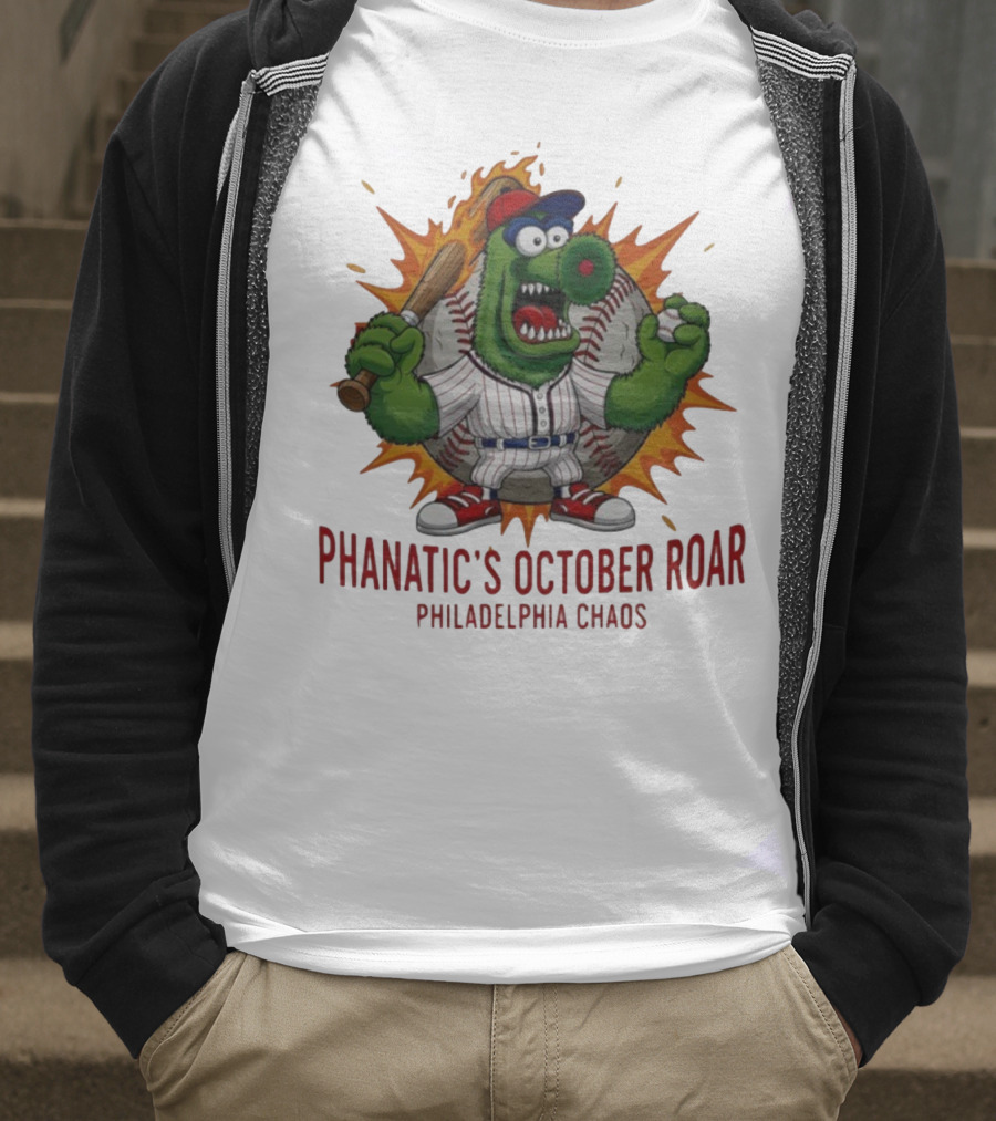 Philadelphia Phillies Baseball Phanatic's October Roar Philadelphia Chaos Mascot T-Shirt