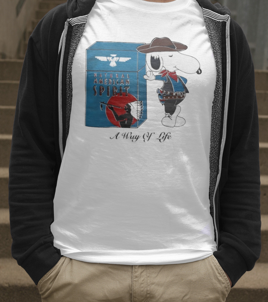 Snoopy Natural American Spirit A Way Of Life Cowboy Blue T-Shirt