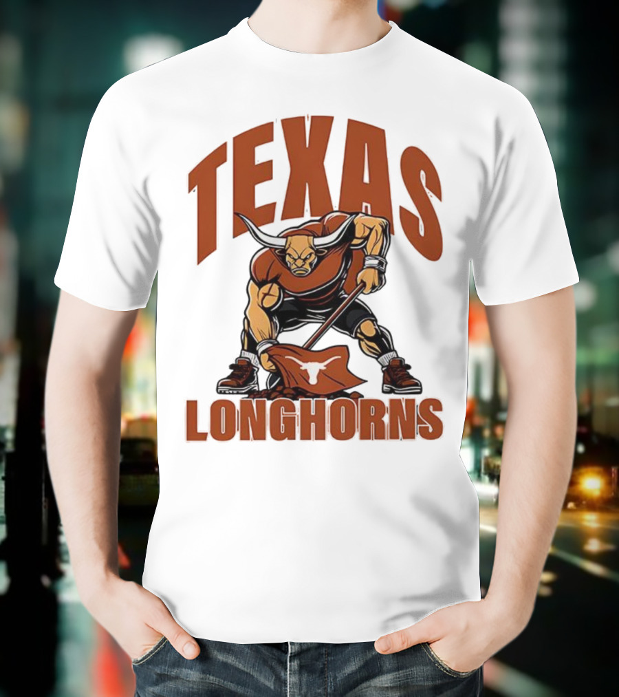 Texas Longhorns Football Youth Mascot Planting Flag T-Shirt
