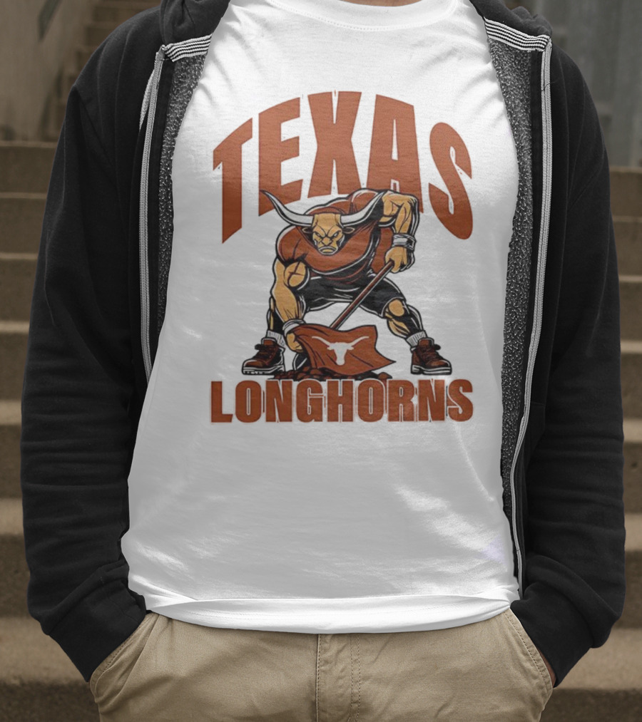 Texas Longhorns Football Youth Mascot Planting Flag T-Shirt