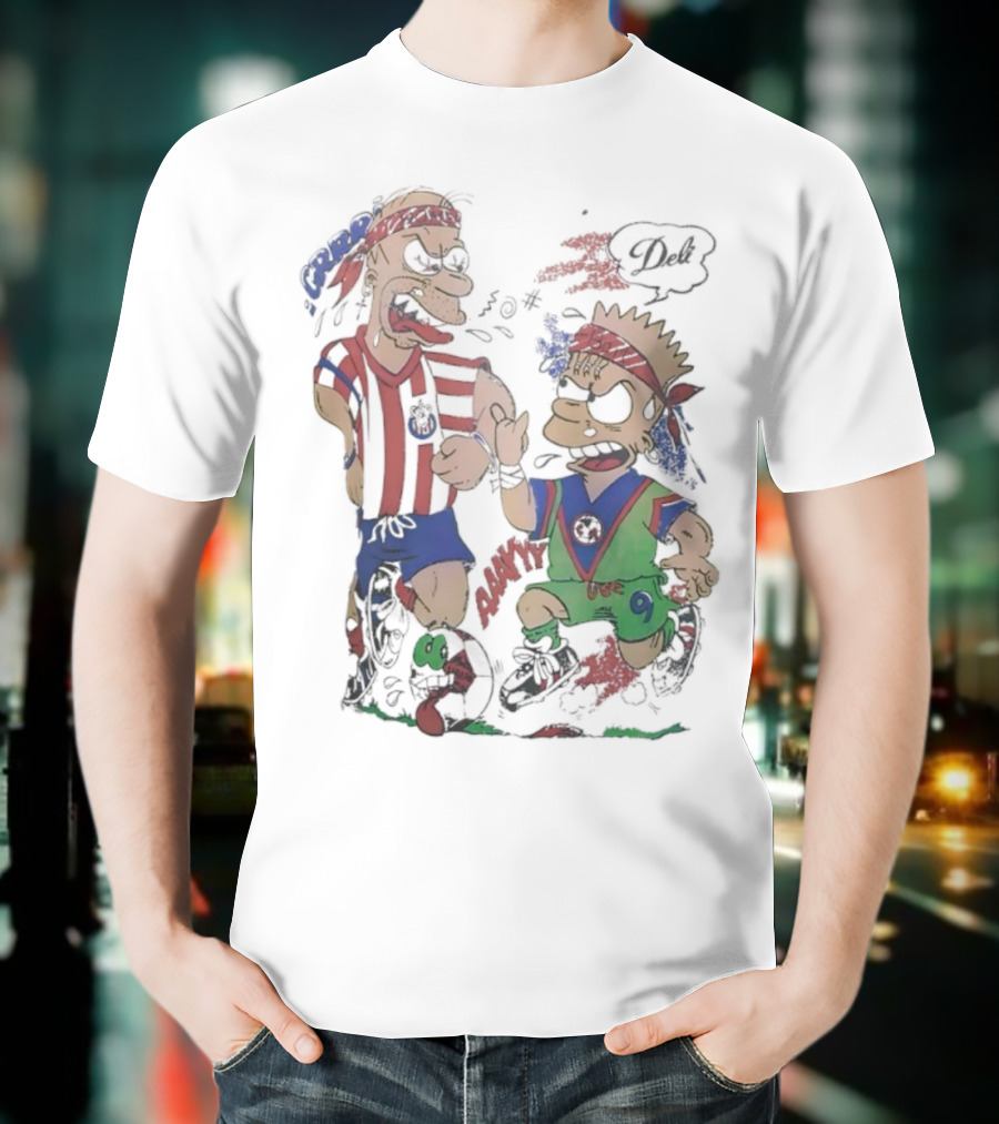 The Simpsons Homer C.D. Guadalajara Bart Club América Soccer Rivalry T-Shirt